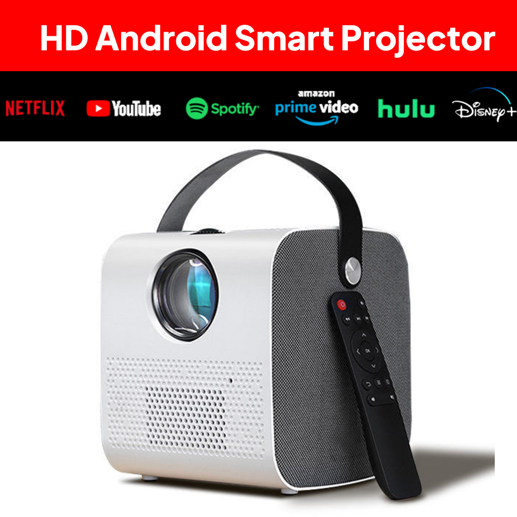 HD Smart Android Projector | Wifi/Bluetooth/HDMI/USB | Built in Netflix, Youtube, Disney Plus, Prime video, IQIYI